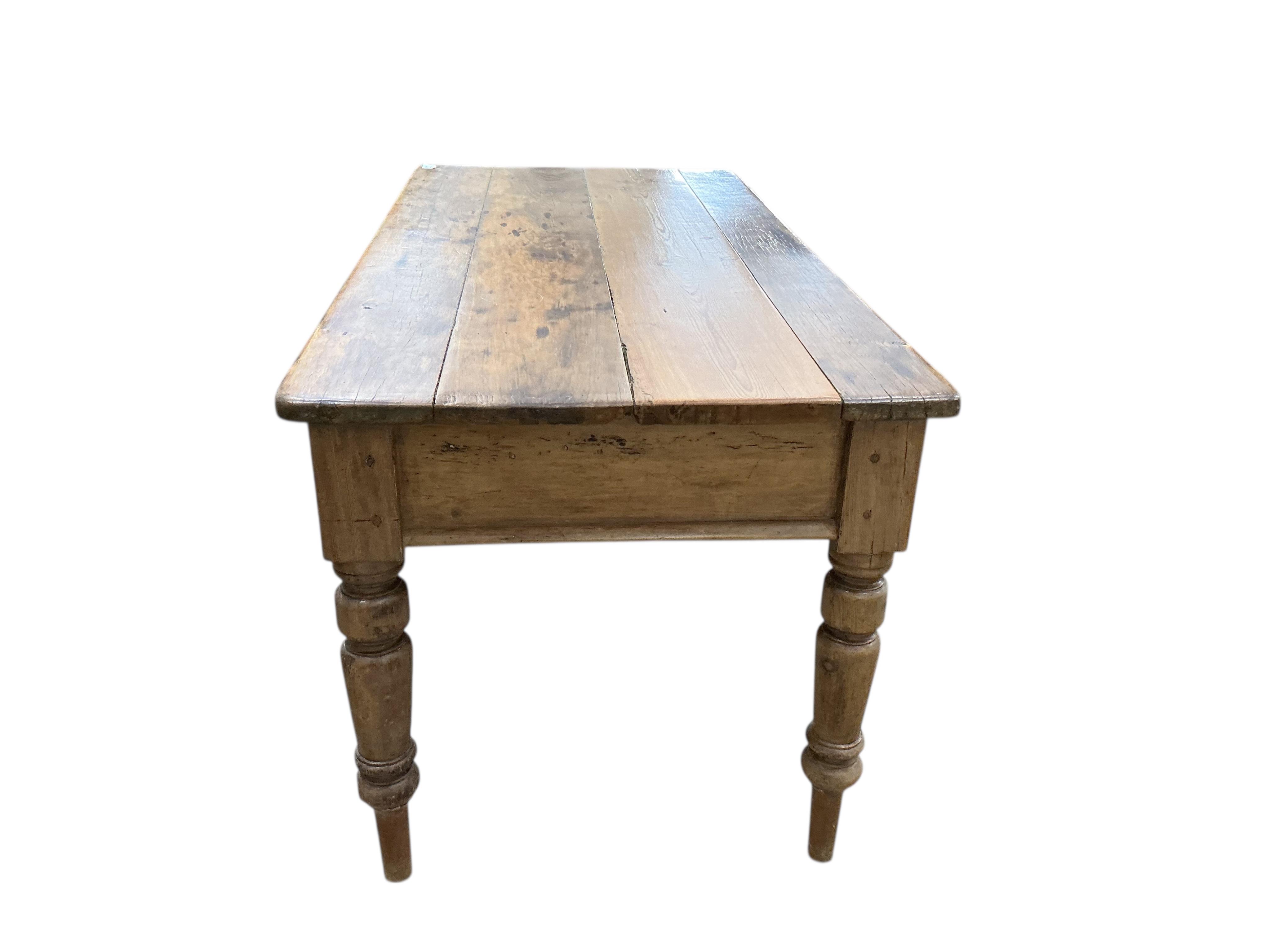 A Victorian rectangular pine kitchen table, width 168cm, depth 80cm, height 79cm